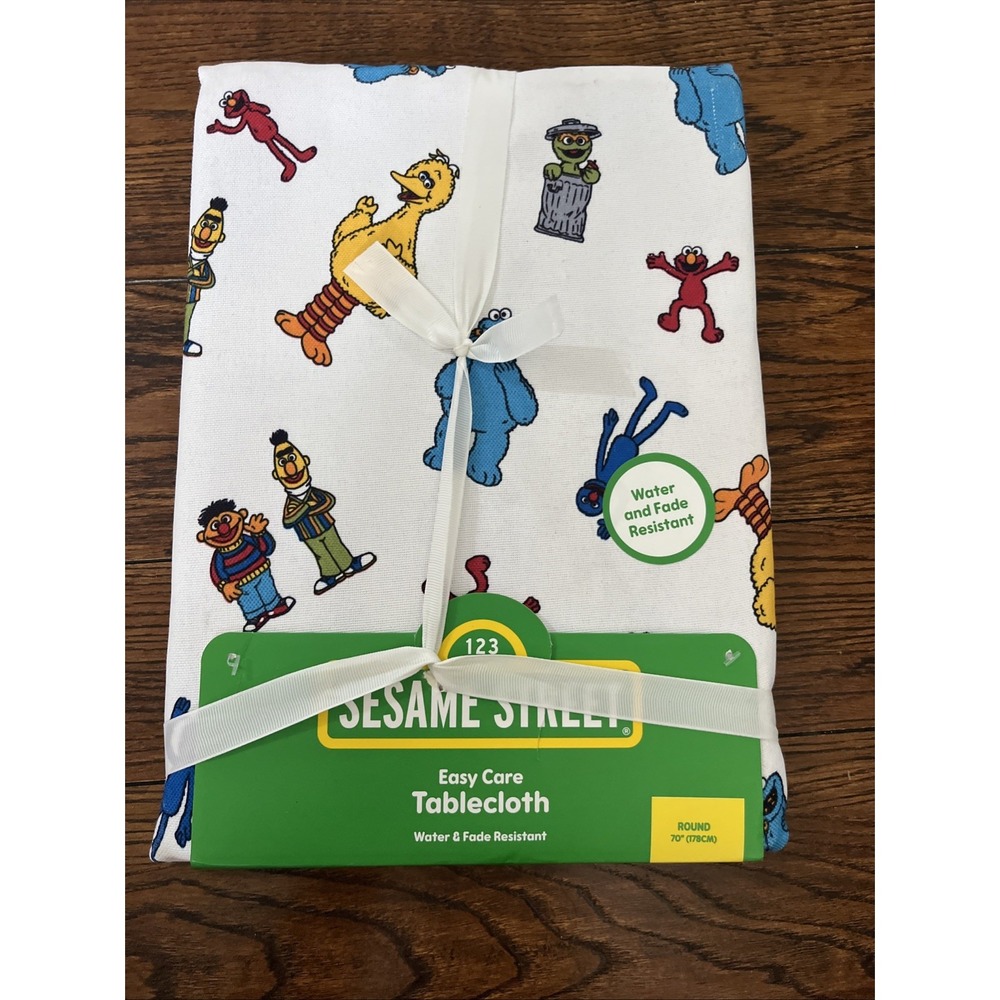 123 SESAME STREET TABLECLOTH - 70" ROUND - BRAND NEW - WITH Dust Marks See Pics